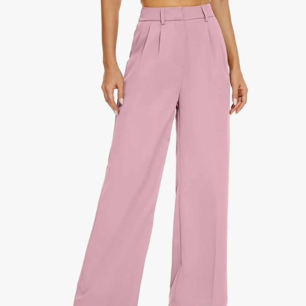 Business Casual Pink Wide-Leg Women's Pants